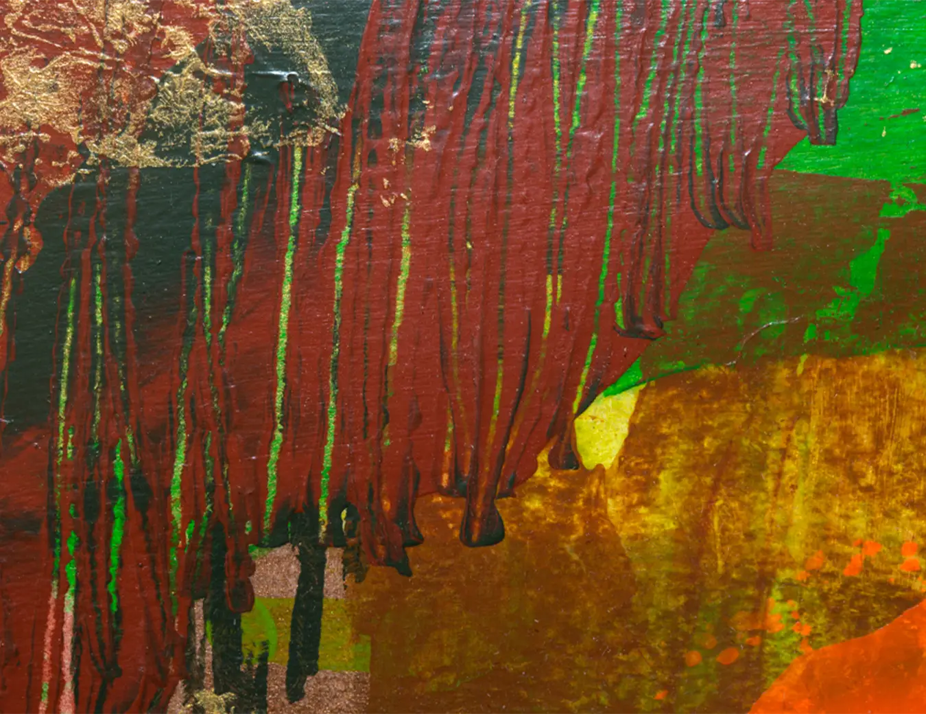 Détail d'une œuvre de la collection Tierra aux couleurs terreuses, formes organiques et textures inspirées de la nature.